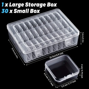 Transparent PP Bead Organizer Box 30 Compartment Storage Case Flip Lid Stackable Desktop Container for Jewelry Crafts - Product Image 2