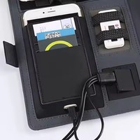 Support de chargement sans fil Bloc-notes multifonctionnel Banque d'énergie créative 8000mAh Affichage LED Charge rapide Notebook PU Cloth Custom