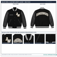Jaket Varsity Kulit Wol Hitam Kustom Produsen OEM ODM Patch Chenille Label Pribadi Logo Grosir