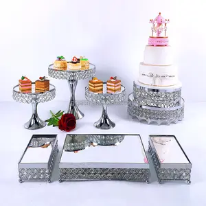 GIGA豪华模式欧洲金属黄金三层蛋糕架铁制家居装饰派对甜点展示桌镜子托盘