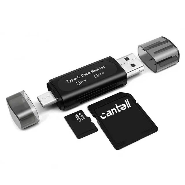 Cantell Cheap Price Type C Usb 3 in 1 High-speed Universal Otg Tf Card Reader for Android Phone Computer Extension Headers