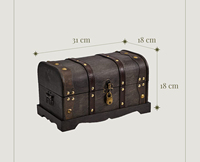 Boîte de rangement de coffre au trésor de pirate avec serrure 12,2x7,1x7,1 "Boîte cadeau en bois-Boîte de coffre en bois vintage décorative faite à la main unique