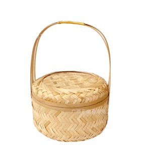 Panier-cadeau en bambou pour gâteaux de lune, rond avec couvercle, pour le stockage des aliments, utilisation en cuisine, petite et grande taille 25cm 28cm - Product Image 5