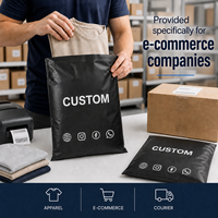 Enveloppe en polyéthylène biodégradable noir mat avec logo personnalisé, durable, écologique, pour l'expédition et l'emballage de vêtements