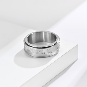 <b>Titanium</b> Steel Rotating <b>Ring</b> For Men Index Finger Jewelry Geometric Letter Design Streetwear Style Gift Silver Gold <b>Black</b> - Product Image 2