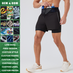 Men Summer Breathable Athletic Shorts Custom Logo Double <b>Layer</b> Fitness Running Shorts With Liner For Sports Training - Product Image 3