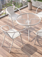 Ensemble bistrot de balcon, une table et deux chaises, moderne, minimaliste, décontracté, pliable, montage facile, structure en fer forgé, blanc