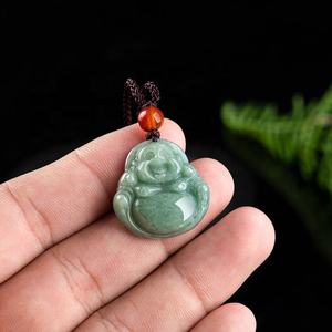 Pendentif Bouddha en jadéite naturelle vert pois, bijoux pour femmes, style bouddhiste chinois, cadeau avec certificat d'évaluation FG29 - Product Image 3