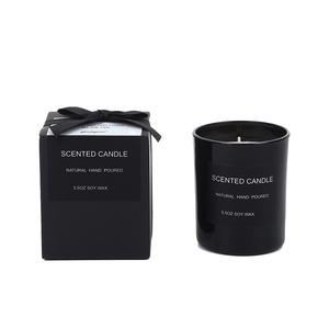Custom Luxury Black Glass Jar Scented Candle Gift Set Soy Wax Candle 5.5 oz For Wedding Guest Gift Christmas Aroma Candle