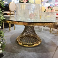 Runder Esstisch aus goldenem Edelstahl für Hochzeiten für den Hotel gebrauch