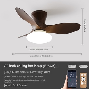 Simplicity Modern LED Restaurant Fan Lights <b>Ceiling</b> Fan Indoor Living Room DC 110V 220V Remote Control Strong Winds Electric Fan - Product Image 5