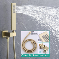 Système de douche complet 12 pouces avec pommeau de pluie design moderne, mitigeur à poignée unique, barre coulissante, jets de massage en laiton pour hôtel et spa