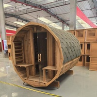 Ruang Sauna Kayu Luar Ruangan Modern dengan Panel Kontrol Komputer untuk Penggunaan di Kamar Mandi