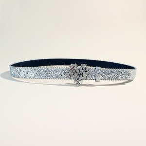 ICE <span class=keywords><strong>ON</strong></span> <span class=keywords><strong>ME</strong></span> Ceinture en cuir argenté à boucle en strass brillant pour pantalon en jean - Product Image 2