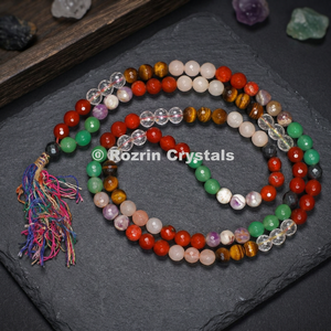 Meilleure Vente : Jap Mala Religieux en Agate Facettée Sculptée et Gravée, Souvenir Chakra - Product Image 2