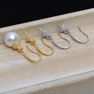 S925 Silver Ear Hook Baotou Accessories for <b>Pearl</b> <b>Earrings</b> Tire Hair 7-10mm Empty Tray for DIY Handmade Jewelry-JG5179 - Product Image 4