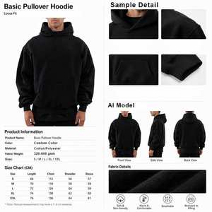 Pull à Capuche Oversize en Molleton Épais 100% Coton Haute Qualité pour Homme, Personnalisable avec Logo, Style Streetwear - Product Image 2