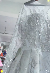 Abito da sposa <span class=keywords><strong>di</strong></span> lusso africano 2026 con maniche lunghe, riccamente decorato con perline, <span class=keywords><strong>taglie</strong></span> <span class=keywords><strong>forti</strong></span>, abito da sposa nigeriano Asoebi con strascico - Product Image 4