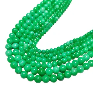 Zhenzhen natural jade emerald green white sun green quartzite corn bead round bead diy loose bead jewelry