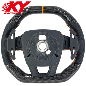 Volant personnalisé en fibre de carbone et cuir noir avec palettes de changement de vitesse pour Lamborghini Urus Huracan Gallardo Aventador LP700 - Product Image 3