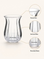 Tasse à thé en verre noir à bord évasé de 145 ml, à côtes verticales et base arrondie, approvisionnement direct usine pour restaurants, hôtels et salons de thé, OEM