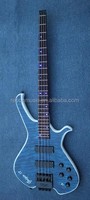 Guitare basse électrique sans tête Weifang Rebon à 4 cordes avec incrustation de points lumineux LED