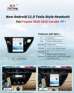 10.4 pouces <span class=keywords><strong>Android</strong></span> 13 lecteur DVD de voiture Carplay Radio stéréo GPS Navigation pour Toyota Corolla 2014 2015 2016 4g 8/128 - Product Image 6