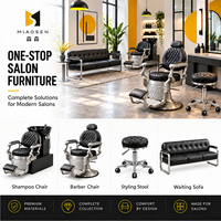 Fauteuil de Barbier Hydraulique Vintage avec Appui-tête et Repose-pieds Rembourrés pour Salon de Coiffure Homme, Équipement de Coiffage, OEM ODM Personnalisé, Vente en Gros