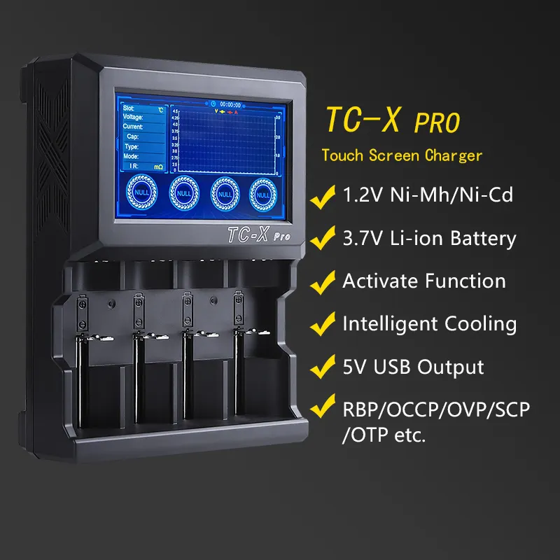 TC-X Pro Automatischer Touchscreen LiFePO4/Lithium/Ni-MH/Ni-Cd-Ladegerät mit OTP Smart Fan Kühlung