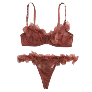 Lingerie sexy de haute qualité pour femmes, ensemble assorti fantaisie en dentelle, lingerie érotique à taille haute avec armatures - Product Image 5
