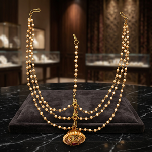 Ethnic Indian Copper Bore Damini <b>Ruby</b> Imitation Pearl <b>Necklace</b> for Engagement Weddings Anniversaries & Gifts 14925 - Product Image 2