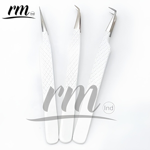 Pince à épiler pour extensions de cils avec logo personnalisé, en acier inoxydable professionnel, finition argentée, pointe à 3 branches, vente en gros, prix raisonnable - Product Image 2