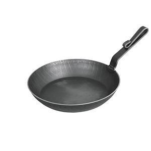 Serving <b>Pan</b> Wrought Iron 24Cm Curved <b>Handle</b> High Rim Black - Product Image 1