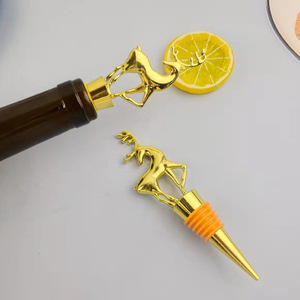 Golden Deer Wine Bottle Stoppers Metal Christmas Decorative Corks Set of 6 - Product Image 3