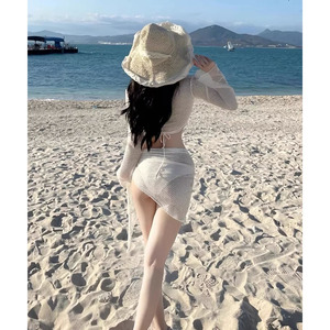 Fashion Sexy Mesh 4PCS Bikini Set Custom Logo Long Sleeve Bathing Suits Luxury Swimwear <strong>Swimsuits</strong> for Women - Product Image 2