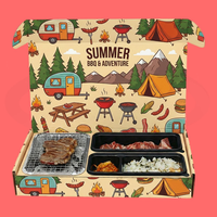 Kit de barbecue instantané jetable biodégradable et écologique, avec poignée, portable, prêt à l'emploi, en papier et charbon de bois