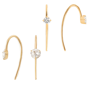Pendientes de Gancho Curvos Delgados con Circonita Pequeña, Cómodos para el Día a Día, de Gemnel Fashion - Product Image 1