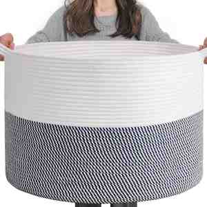 Decorative Woven Blanket Storage for Living Room Toy Storage <b>Box</b> Versatile Laundry Basket & Nursery <b>Hamper</b> for Blankets - Product Image 1