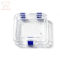 Boîte de présentation suspendue carrée transparente en PU anti-ternissement scellée 100x100x40mm, épaisseur 40mm, pour bijoux en argent et pièces de monnaie