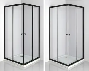 10cm Adjustment Commercial Premium Corner Entry Easy Sliding Shower Door 6mm Tempered Glass Shower Room
