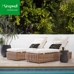 Tumbona de Ratán y Aluminio de Diseño de Lujo Ligero <span class=keywords><strong>para</strong></span> Exteriores, Muebles de Jardín, Patio, <span class=keywords><strong>Playa</strong></span>, Cama de Día Tejida de Ratán - Product Image 1