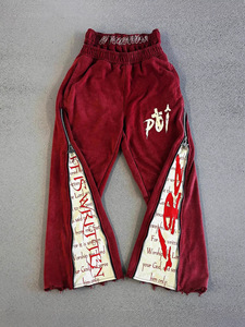 Pantalon de jogging évasé pour homme HC OEM personnalisé, 100 % coton épais de haute qualité, style hip-hop, avec taille élastique et effet empilé - Product Image 2