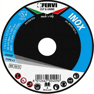 Disco de Corte de Acero Inoxidable Fervi 115x1.6x22.23mm Tipo 41 Inox Cut Grind Hecho en Italia - Product Image 2