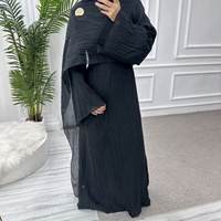 Abaya, vêtements islamiques, robe à double couche de couleur unie de style moyen-oriental turc, robe de style arabe, robe musulmane, robe de Dubaï