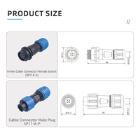 Conector de Plástico Impermeable IP68 SP1110/P SP1111/S de 2, 3, 4, 5 Pines, Macho y Hembra, En Línea, con Cable, Enchufe, Tuerca Trasera y Montaje en Panel