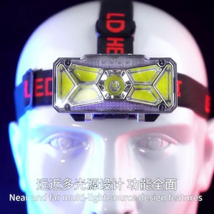 Lampe frontale intelligente multi-lumières rechargeable 2000 mAh COB LED avec bandeau réglable pour le travail en extérieur, la pêche et la course à pied - Product Image 4