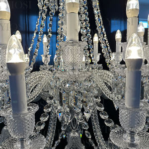 Candelabro de cristal K9 de lujo plateado personalizado, iluminación de villas modernas, candelabro de cascada de techo alto - Product Image 6