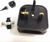 Adaptateur de voyage VDE 2 broches rondes vers UK BS 3 broches 13a convertisseur adaptateur de prise avec fusible