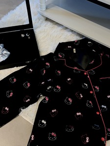 <span class=keywords><strong>Pigiama</strong></span> da donna <span class=keywords><strong>con</strong></span> gatto nero e fascia per capelli, set da tre pezzi per primavera e autunno 2026, grazioso completo da casa. - Product Image 4