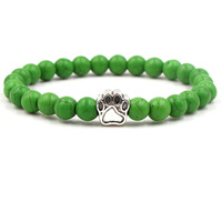 Bracelet Patte de Chien en Perles de Bois et Pierre de Lave Noire Turquoise 8mm – Plusieurs Styles – Vente Flash